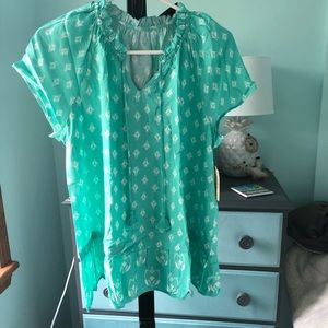 Mint St John’s Bay light boho blouse w/ tassels XL